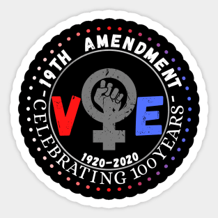 19th Amendment Celebrating 100 Years Vote 1920-2020 Sticker